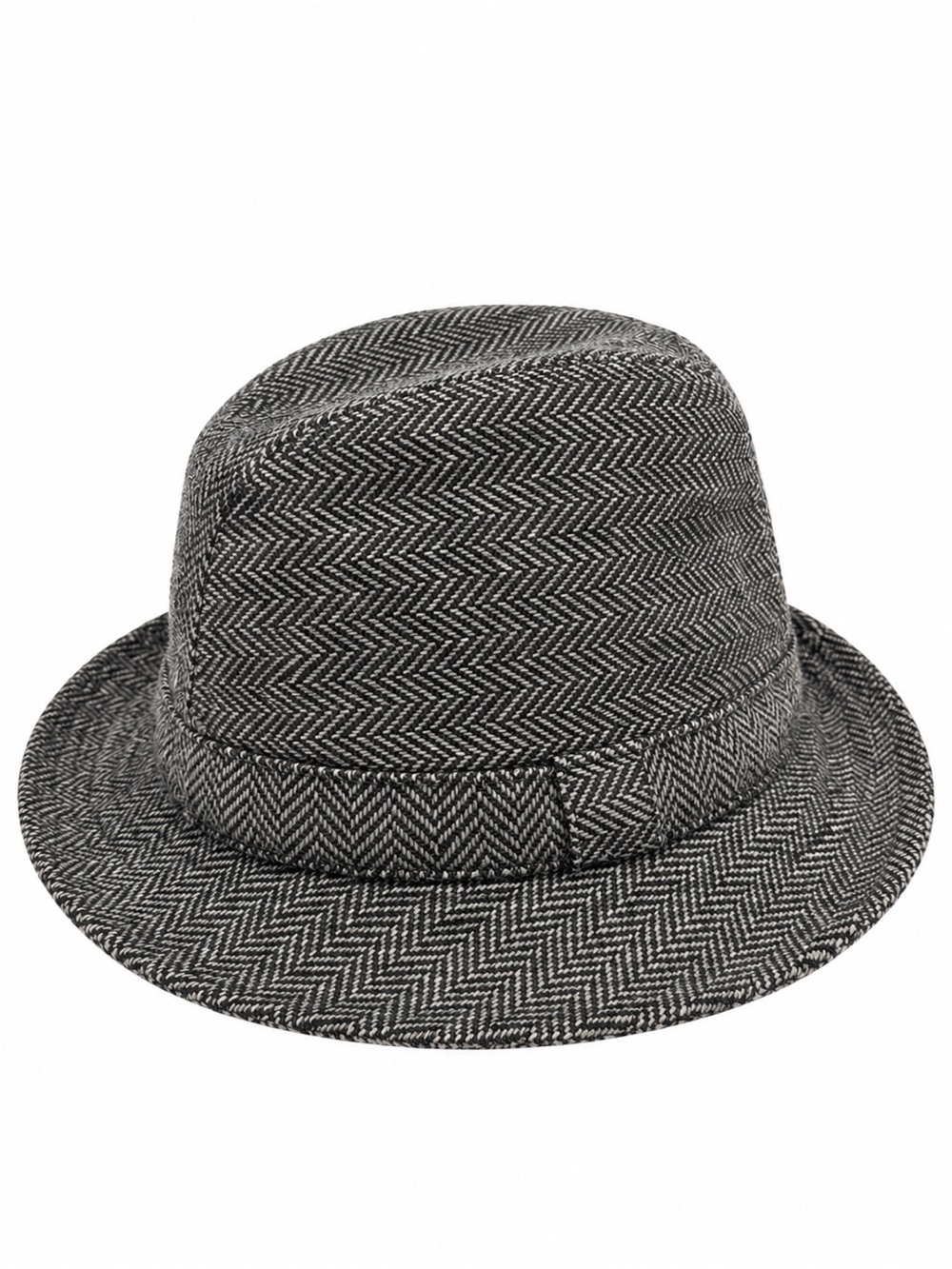 Vintage Donegal Tweed Wool Fedora Hat Ireland Gray Herringbone Size 7 1/4 Mens